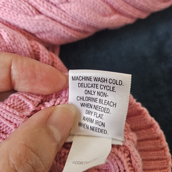 Sonoma Women's Pink Knit Pullover Sweater Size Medium Hoodie Long Sleeve - Picture 9 of 10